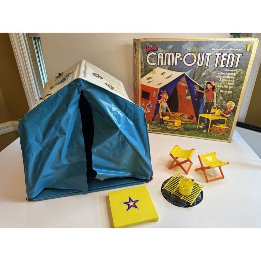 Vintage Barbie Camp-Out Tent Set #4196 Complete Box 1972 Mattel Mod Era